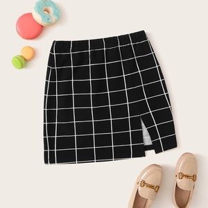 NWOT SHEIN Girls Split Hem Grid Skirt Large